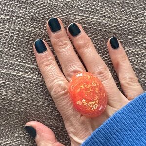 Handmade Resin Oval Peachy Pink Ring